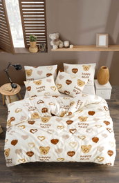 L'essentiel linge de maison Teddy Bear Heart Fitted Juego de funda de edredón doble